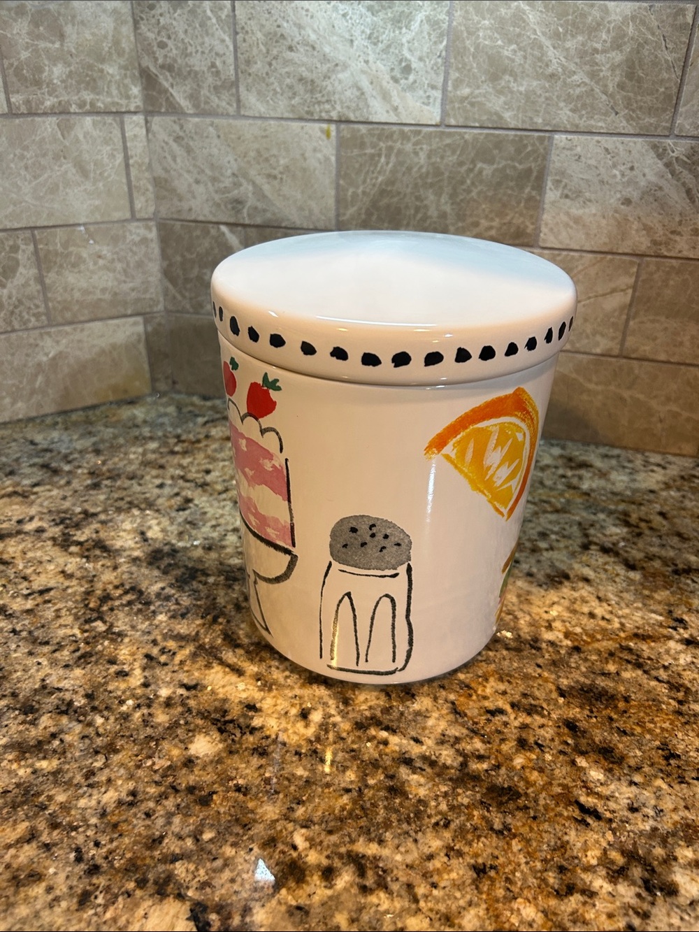 KATE SPADE FOR LENOX ALL IN GOOD TASTE 8” CERAMIC CANISTER WITH LID, NWT - Picture 3 of 8